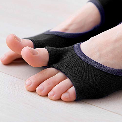 2 Pairs Open Toe Yoga Socks for Women Non Slip Grip Sock for Pilates Sports4