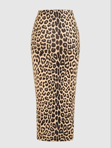 Women's Leopard Print Maxi Skirt High Waisted Bodycon Going Out Party Skirts2