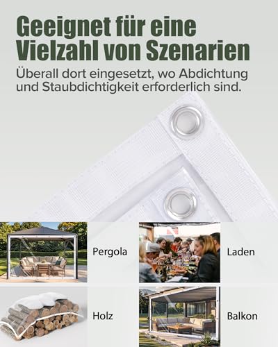 Lona transparente de PVC 2x2m impermeable con ojales para refugio 7