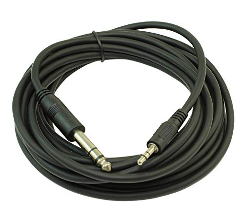 Cable de audio estéreo Jack 1/4" a 3.5mm de 15ft negro miniatura 2