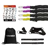 Iron Neck Active Shoulder Rehab Bundle – Resistance Bands, Grip Handles, Door Belts and Door...