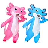 Couples Halloween Costumes for Adults Funny Inflatable Axolotl Costume for Adult Blow Up Costumes Blue and Pink Duo Costumes His and Hers Cosplay Party 2-Pack