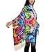 hgnblsip Graffiti Drawing Print Fashion Fringed Scarves Soft Feeling Lightweight To Any Outfit All Seasons Clothing Accessory