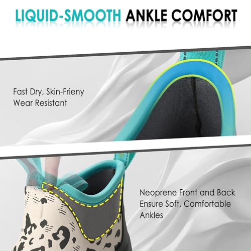 Image of Kalkal Women's Deck Boots, Waterproof Ankle Rain Boots Fishing Boots with High Traction, Women's Rubber Boots For Gardening Fishing Boating Camping