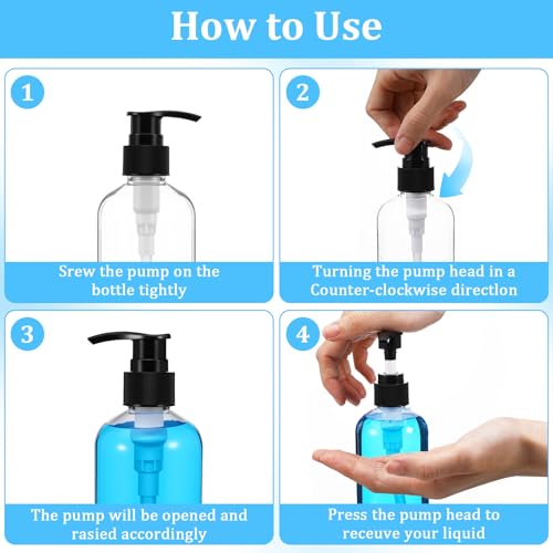 40 Pcs 8 oz Clear Plastic Pump Bottles, Refillable Lotion Dispenser Containers with Black Pumps & 10 Small Funnels,Empty Lotion Bottles for Shampoo, Body Wash, Cream & Liquid Soap3