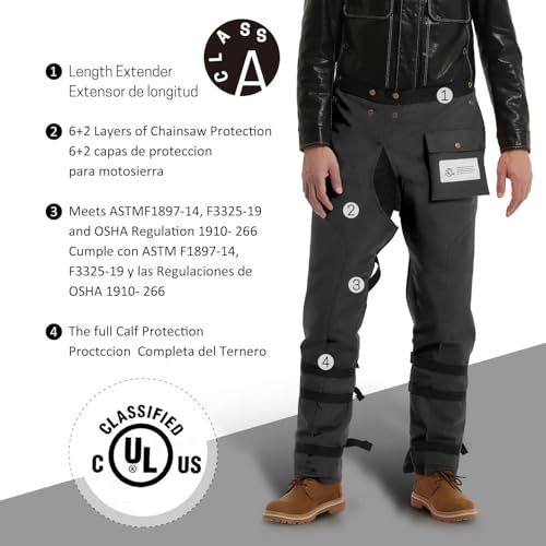 ZELARMAN Chainsaw Chaps 8-layer Protective Apron Wrap Adjustable Chainsaw Pants/Chap for Loggers Forest Workers Class A - Thumbnail 2