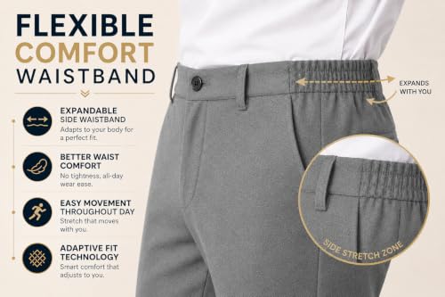 Image of SaintX Men's 4-Way Stretchable, Wrinkle Resistant, All-Day Comfort Trousers | 2 inch Expandable Waistband | Lightweight & Flexible Everyday Wear | EasyMove Office & Casual Wear (Style 37)