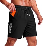 Ekouaer Mens Swim Trunks 7 Inch Quick Dry Breathable Board Shorts Beach Bathing Suit Lightweight Swimsuit Swimwear Large, Black