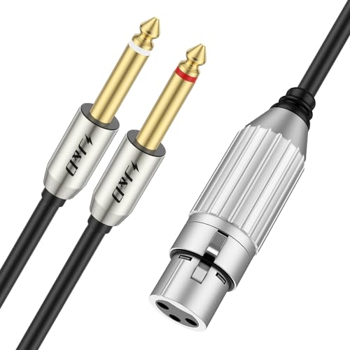J&D Dual 1/4 to XLR, XLR Female to Dual 6.35mm TS Mono Plug Stereo Cables, Female to Dual 1/4