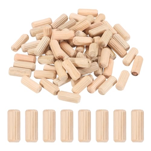 PATIKIL 95 Pcs Clavijas De Madera 5/16 x 3/4 Clavijas De Madera Con Ranuras Para Carpintería Muebles Proyectos DIY Manualidades Arte En Puertas