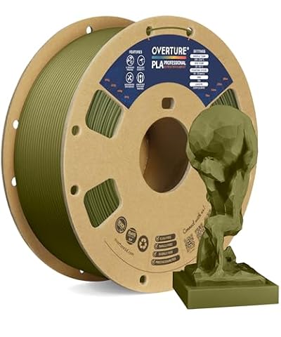 OVERTURE PLA Plus (PLA+) Filament 1.75mm, Stronger & More Durable, Professional Toughness 3D Printer Filament, 1kg (2.2lbs), Cardboard Spool, High Precision +/- 0.02mm (Army Green)