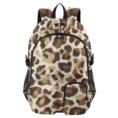 Mochila de viaje espaciosa de 17.5" con diseño de leopardo para trabajo y estudio diario