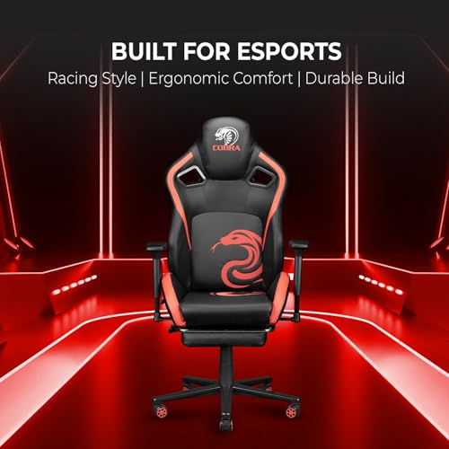 Image of NiTHO COBRA GM Gaming Chair Ergonomic Office Chair | Reclining Computer Desk Chair with 3D Adjustable Armrests, 135 Backrest Tilt, Retractable Footrest, Class 4 Gas Lift, Heavy Duty Base, Red & Black