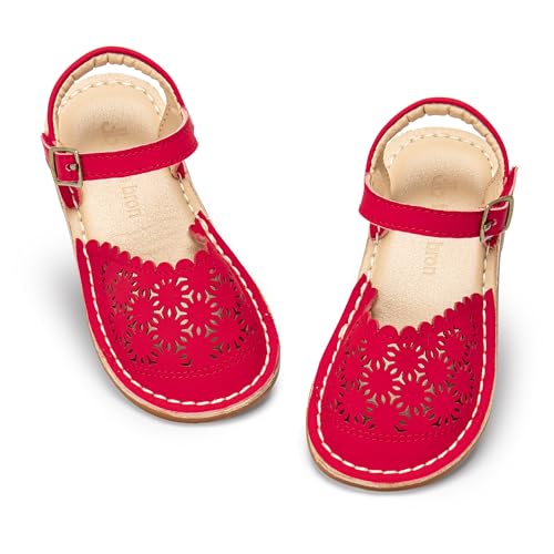 Image of THEE BRON Toddler Floral Cutout Closed Toe Sandals for Girls Breathable Summer Shoes