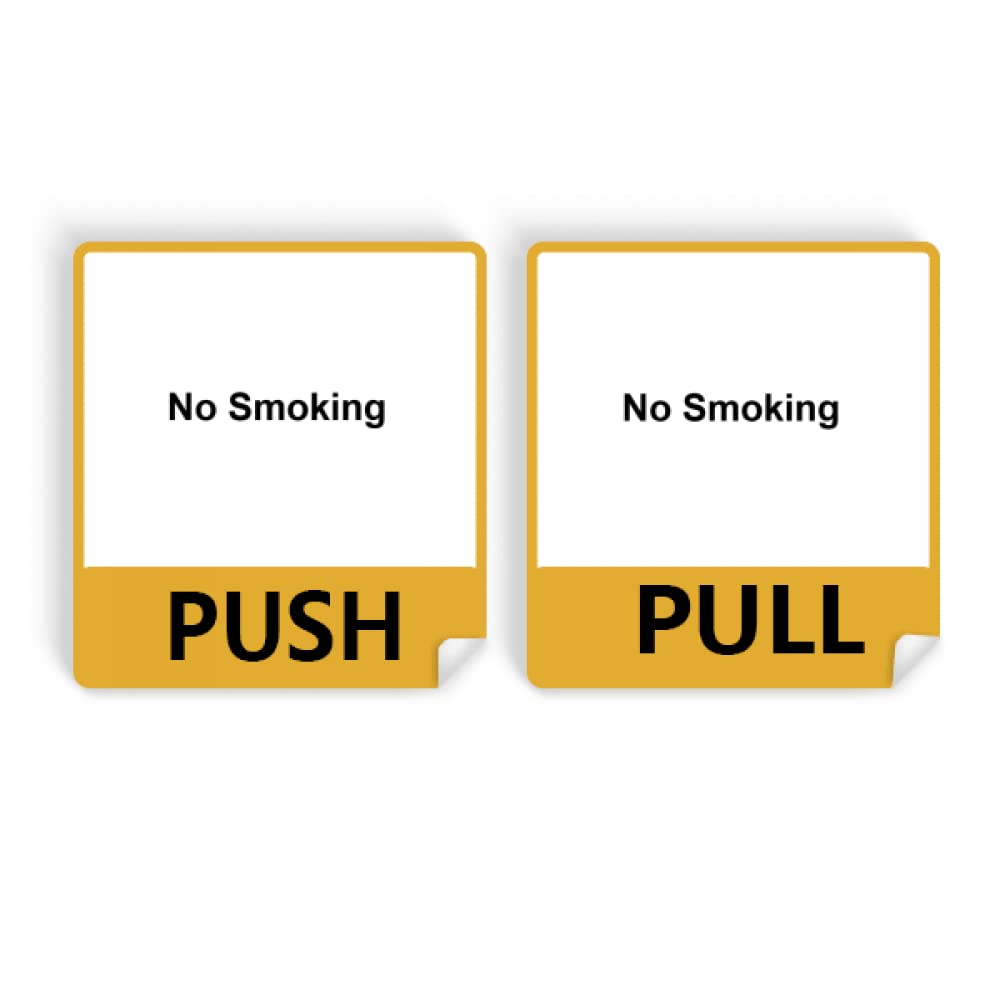 No Smoking Warning Symbol Push Pull Door Sign Vinyl Stickers Shop