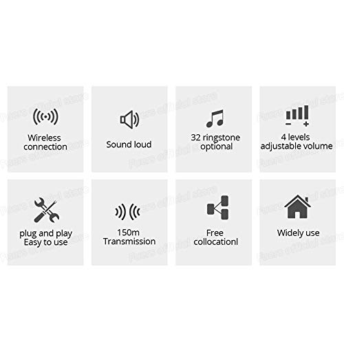 Sonnette de porte intelligente étanche avec alarme et 32 chansons intégrées