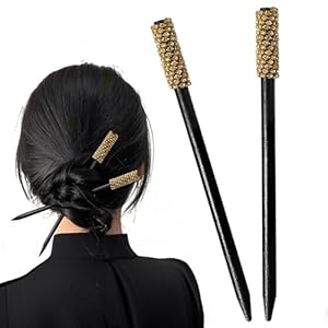 Qvunwlin Wooden Hair Stick with Rhi...