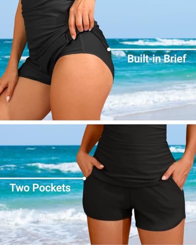 How to Choose the Best Bathing Suits for Women Over 60 | Your Style Guide for 2026 16 Women Black Stripe Tankini Swimsuits with Shorts - Two Piece Tummy Control Bathing Suits Top with Two Pockets Bottom Swimwear L