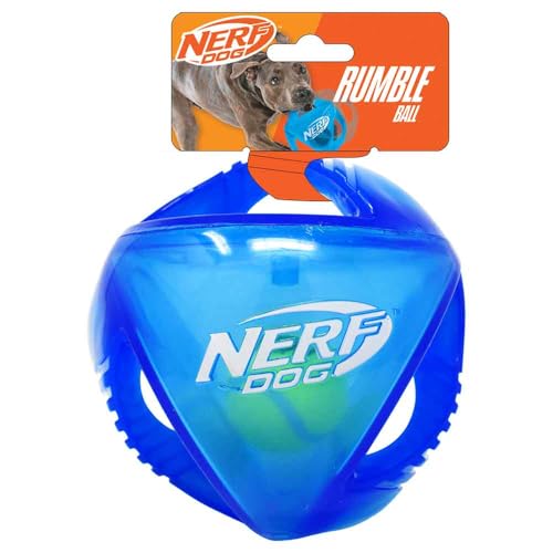 Nerf Dog 5.5in Translucent TPR Rumble Ball with Tri-Twist Handles -Blue
