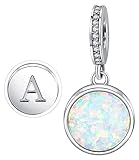 Initial Letter Charm Fit for Pandora Charms Bracelet A-Z 26 Capital Letter Opal Charms for Bracelet Necklace