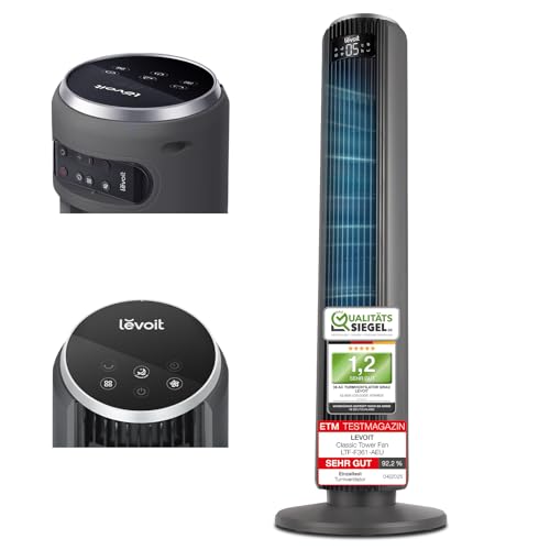 Levoit - Ventilador silencioso - Ventilador de torre con refrigeración - Ventilador torre con mando a distancia - Ventilador de columna oscilante con modo de sueño avanzado - 5 velocidades 4 modos Levoit - Ventilador silencioso - Ventilador de torre con refrigeración - Ventilador torre con mando a distancia - Ventilador de columna oscilante con modo de sueño avanzado - 5 velocidades 4 modos