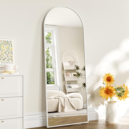 WISSMIELS Full Length Mirror - 57 x 20 Arched Floor Mirror/Wall Mounted Aluminum Alloy Frame Full Body Mirrors for Bathroom Living Room Bedroom and Entryway White