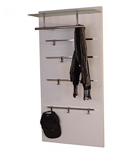 Garderoben-Paneel 1200.CWF in weiß beschichtet mit Milchglasablage von...