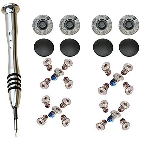 GODSHARK 2 Set (20pcs) Repair Replacement Screws Set +8 Pack Rubber Case Feet+ 1pcs 5-Point Pentalobe Screwdriver Compatible with Unibody MacBook Retina for A1425 A1502 A1398 13" 15" Bottom Case Cover