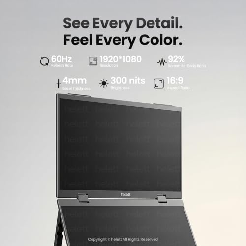 Image of helett️ LogicView Pro Portable 15.6 Inch Dual Monitor Support only with Windows Laptop VIA Type C|Foldable|1920x1080 Full HD IPS A+ Grade Display|300 Nits Brightness, 60Hz Refresh Rate|1Yr Warranty
