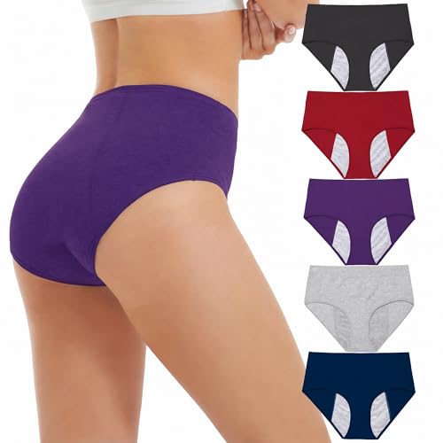 Image of HATSURE Period Underwear for Women Leak Proof Cotton Overnight Menstrual Panties Briefs (Multipack)