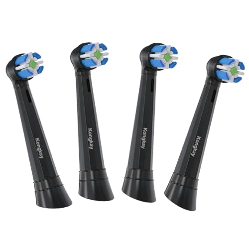Cabezales de repuesto compatibles con cepillo eléctrico Oralb iO Serie 2/3/4/5/6/7/8/9/10, cerdas suaves DuPont para limpieza diaria delicada, fácil instalación, paquete de 4, negro