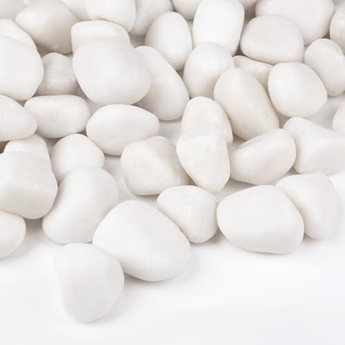 Rahato 15 lbs White Rocks for Landscaping, 1-2 inch Decorative Rocks for Plants Indoor, Large Polished River Rocks for Garden, Outdoor Landscaping, Walkways, Yard, Plants Pots, Vases, Crafts
