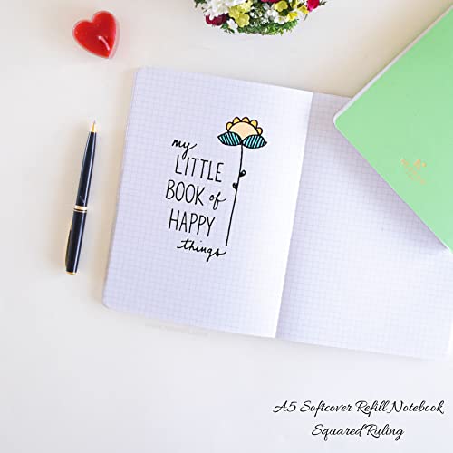 Image of NEORAH - A5 Checked Notebook (Square Ruling) SOFT COVER | Organiser REFILL | 110 GSM | 160 pages (Size 21 cm x 14.8 cm) Planner Journaling Writing Note Taking Diary, Travellers Journal- Light Green