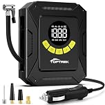 toptrek Car Tyre Inflator 12V DC, 150 PSI Portable Air Compressor with Digital LCD Screen, Preset Pressure & Auto ShutOff, Tyre Air Pump with Extended Cord for Cars, Bikes, Motorcycles & Inflatables