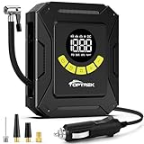 toptrek Kompressor Auto 12V DC, Autoreifen Pumpe 10,3 bar, Luftkompressor Auto mit großem LCD-Display Druckvoreinstellung Automatischer Abschaltung, Luftpumpe Auto für Auto, Fahrrad, Motorrad, Ball