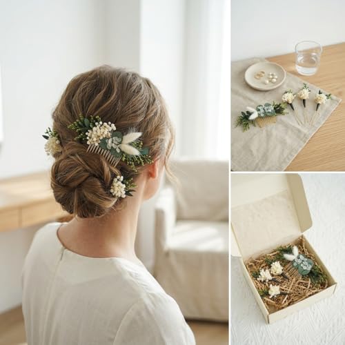Set de Peine y Horquillas con Flores Secas para Decoración miniatura 7