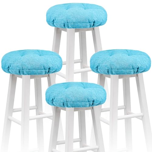 Image of Marsui 4 Pieces Bar Stool Cover Non Slip Padded Cushion, 12 Inch, Lake Blue