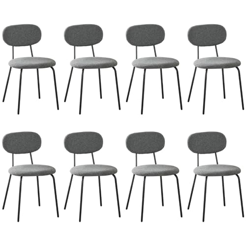 WAFTING Chaises de Salle à Manger Lot de 8, Chaise de Cuisine Empilables, avec Coussin en Tissu Teddy et Pieds Métalliques, pour la Salle à Manger, Cuisine, Salon,...