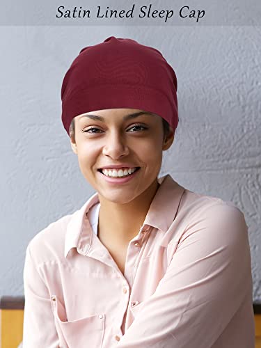 Satinior satijnen gevoerde slaapmuts (3 stuks) slouchy beanie slaapmuts voor vrouwen. - Image 6