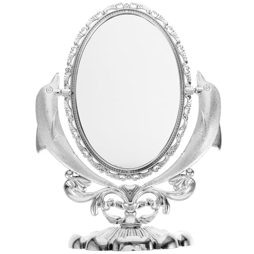 Espejo de maquillaje giratorio doble para escritorio