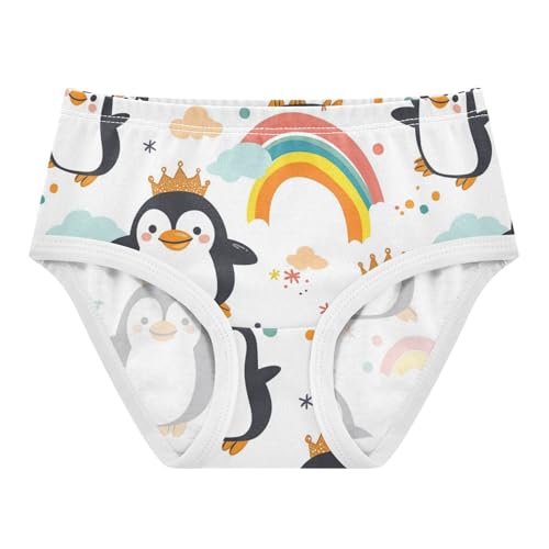 Wusikd Cute Penguins Girls' Underwear Cotton Crown Rainbows Girls Briefs Soft Toddler Underwear 2T