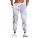 AIMPACT Men's Casual Jogger Sweatpants Tie Dye Running Sweatpants with Pockets(PurplePink L)