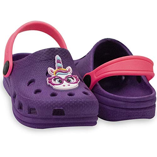 Kit com Sandália de Flor Dourada, Tenis Jogging Rosa, Babuche Unicórnio Roxo e Sapatilha 205 Rosa -