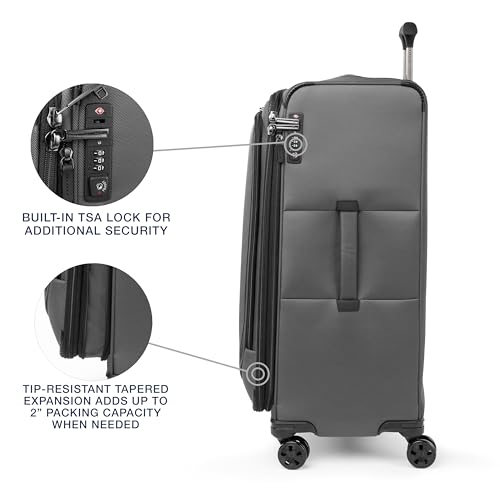 Image of Travelpro Crew Classic Lightweight Softside Expandable Checked Luggage, 8 Wheel Spinner Suitcase, TSA Lock, Men and Women, Checked Large 29-Inch, Titanium Grey
