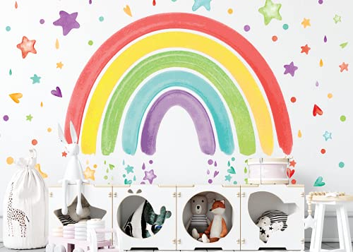 Papakit Large Rainbow Wall Decal Vinyl Stickers | Nursery Baby Child Kid Teen Bedroom Living Room Office Decor | Creative Art Design Pattern | Safe Removable Adhesive #TOP19