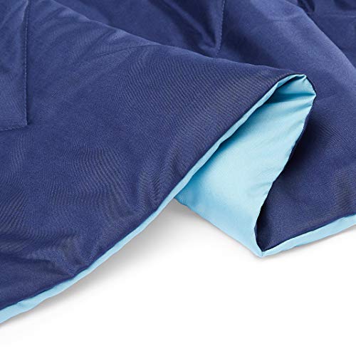 Image of Amazon Basics Soft Reversible Lightweight Microfiber Comforter, Washable, Warm All Season Blanket, Full /Queen, Navy /Sky Blue