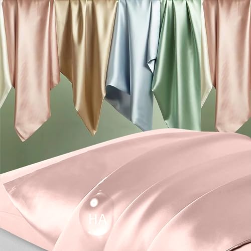 Image of Silk Pillow Cases 2 Pack, Mulberry Silk Pillowcases Standard Set of 2, Smooth, Anti Acne, Beauty Sleep, Both Sides Natural Silk Satin Pillow Cases for Women 2 Pack with Zipper for Gift, Coral