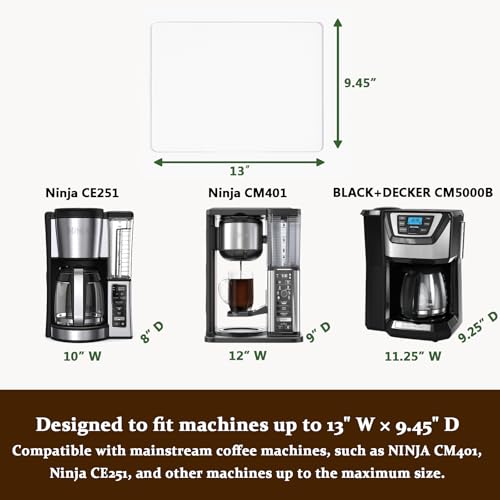 Image of Transparent Acrylic Appliance Slider - 13 inch x 9.45 inch Coffee Maker Slider Tray for Countertop, Compatible with Ninja CM401, CE251, CM371, BLACK+DECKER CM5000B, and Other Small Appliances