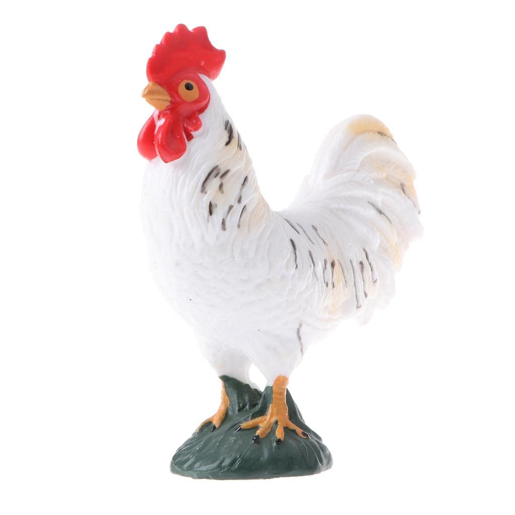 Simulation Animal Model Figure Toys Figurine Home Decor White Rooster Cock