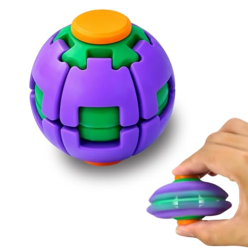 3D Printed Press-Rotating Fidget Spinner Toy, Mechanical Kinetic Desk Toy for Stress & Anxiety Relief, Unique Sensory Press-to-Spin Fidget Toy for Adults, Cool Gadgets Gift (Purple)